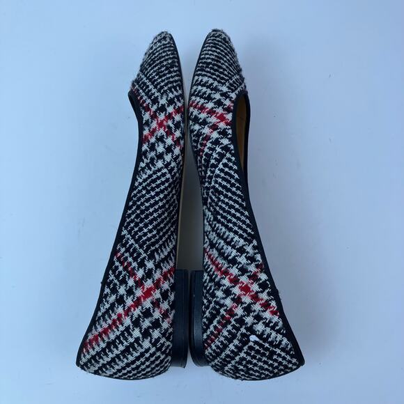 Talbots Sz 8M Tweed Houndstooth Ballet Flats Red Black Preppy Careerwear Retro - Picture 11 of 16